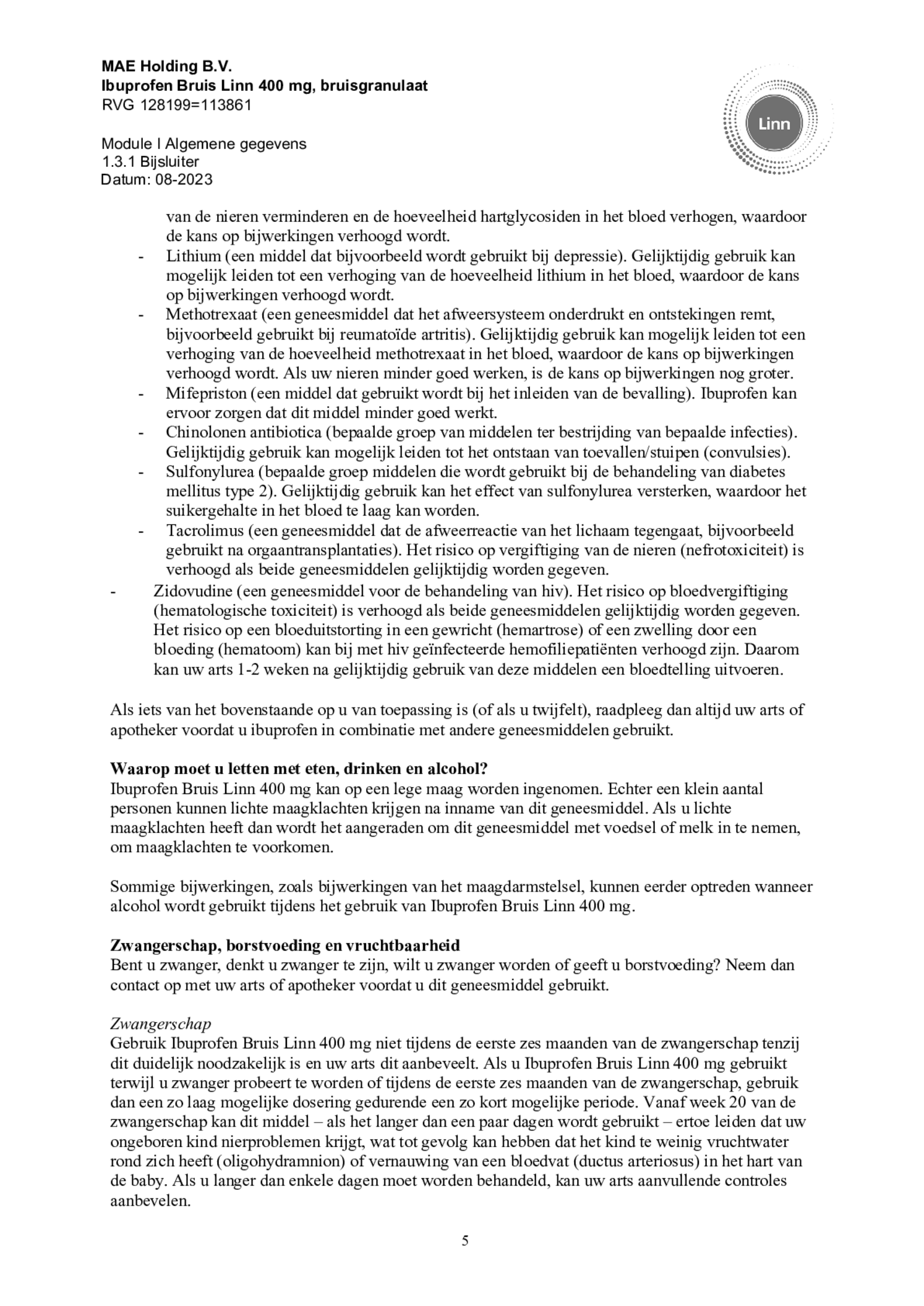 Ibuprofen Bruis Sachets 400mg afbeelding van document #5, bijsluiter